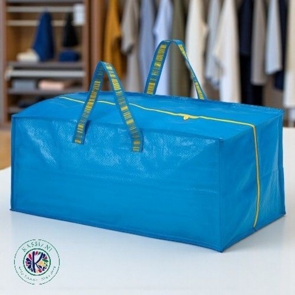 IKEA FRAKTA Blue Storage Bag – 20 Gallon, Reusable with Zipper & Dual Handles - Picture 2 of 10